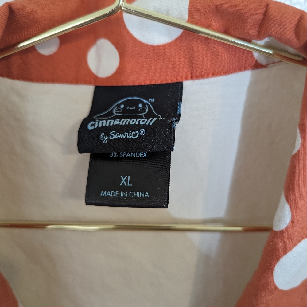 Cinnamoroll Mushroom Woven Button-Up Top Sanrio Puff Sleeve xl - Picture 6 of 6